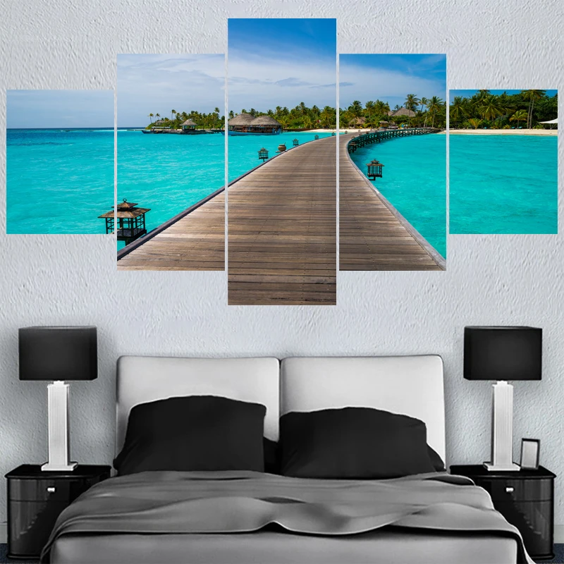 Maldives sea scenery Paintings HD Print on Canvas Home Decor Wall Art Picture
