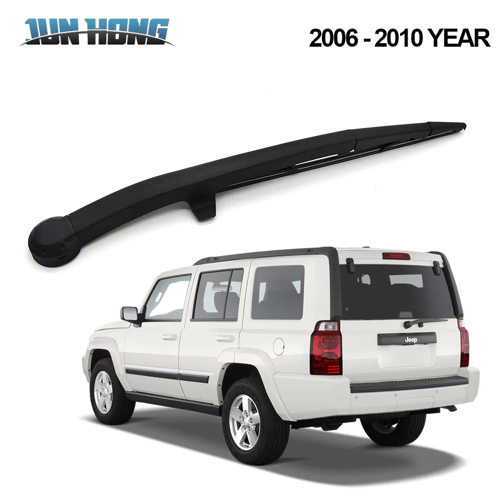 Цзюньхун Задняя щетка стеклоочистителя и Arm для JEEP Commander 2006 2007 2008 2009 2010 лобового стекла автомобиля резиновые автомобильные аксессуары Защита от солнца на заднее стекло