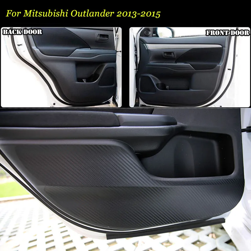 

4pcs New Interior Carbon Fiber Doors Side Edge Anti-kick Protection Pad Sticker For Mitsubishi Outlander 2013-2015