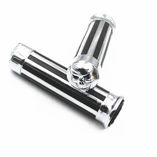 

1" Chrome Skull Handlebar Hand Grips For Suzuki Boulevard GSX GSX 600 750 1000 Honda Shadow Magna VT VTX 1300 GL1200 1500 Sabre
