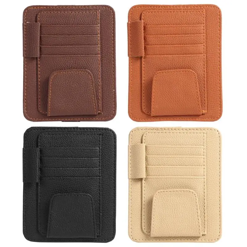 

Universal Car Sun Visor Organizer Holder PU Leather Case Storage Bag for Glasses Card Auto Accessories