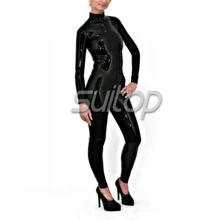 rubber latex catsuit uniform style with zip in back