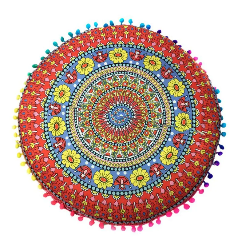 43*43 см напольные подушки с индийской мандалой, круглые богемные подушки, Наволочки, чехол, текстильная подушка - Цвет: 7