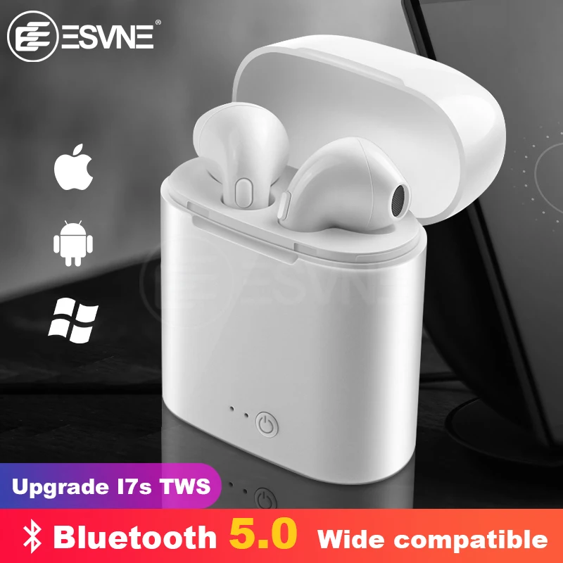 ESVNE I7s TWS بلوتوث اللاسلكية سماعة ستيريو ياربود سماعة مع شحن مربع Mic جميع بلوتوث قرص الهاتف الذكي