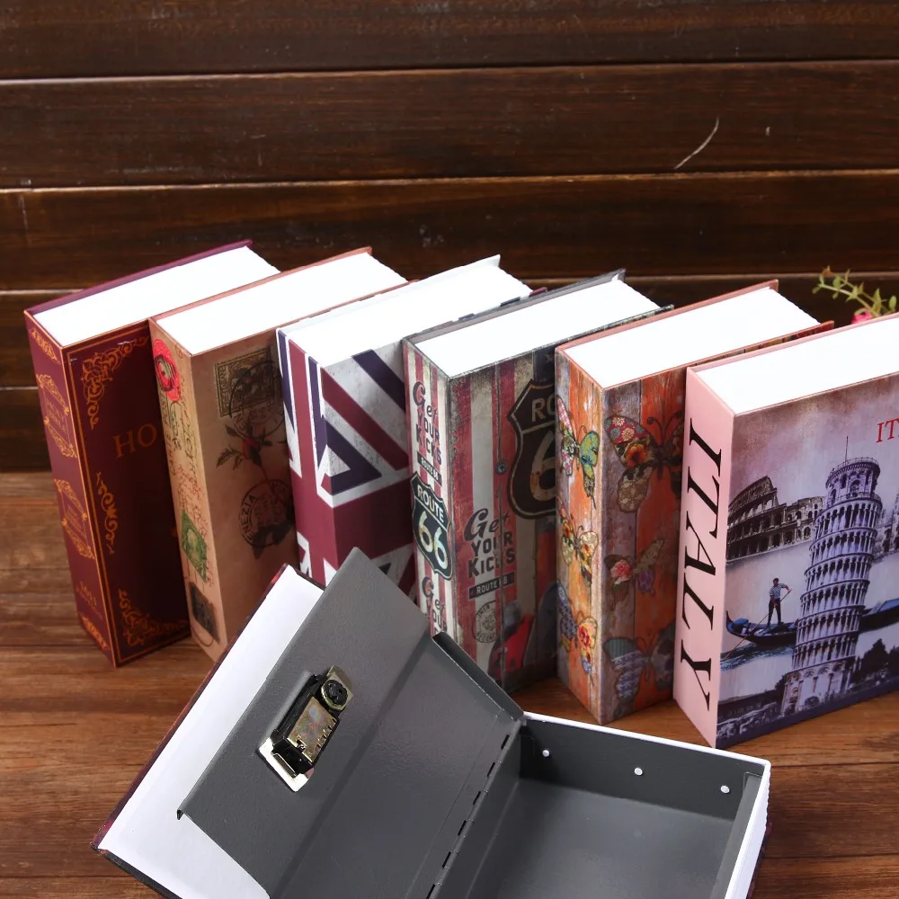 Size S 10/Color Combination Lock Hidden Safe Box Strongbox Steel Simulation Book Home Office Money Phone Safe Storage Box