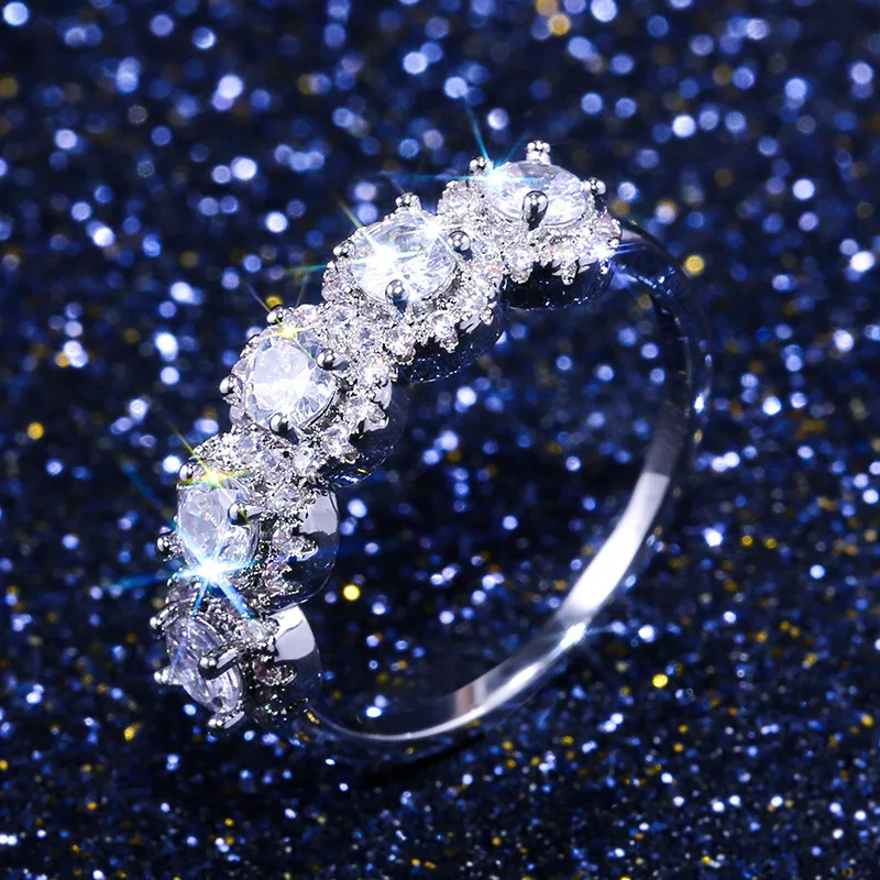 

MOONROCY CZ Wedding Rings Cubic Zirconia Silver /Rose Gold Color Crystal Party Ring for Women Jewelry Wholesale Dropshipping