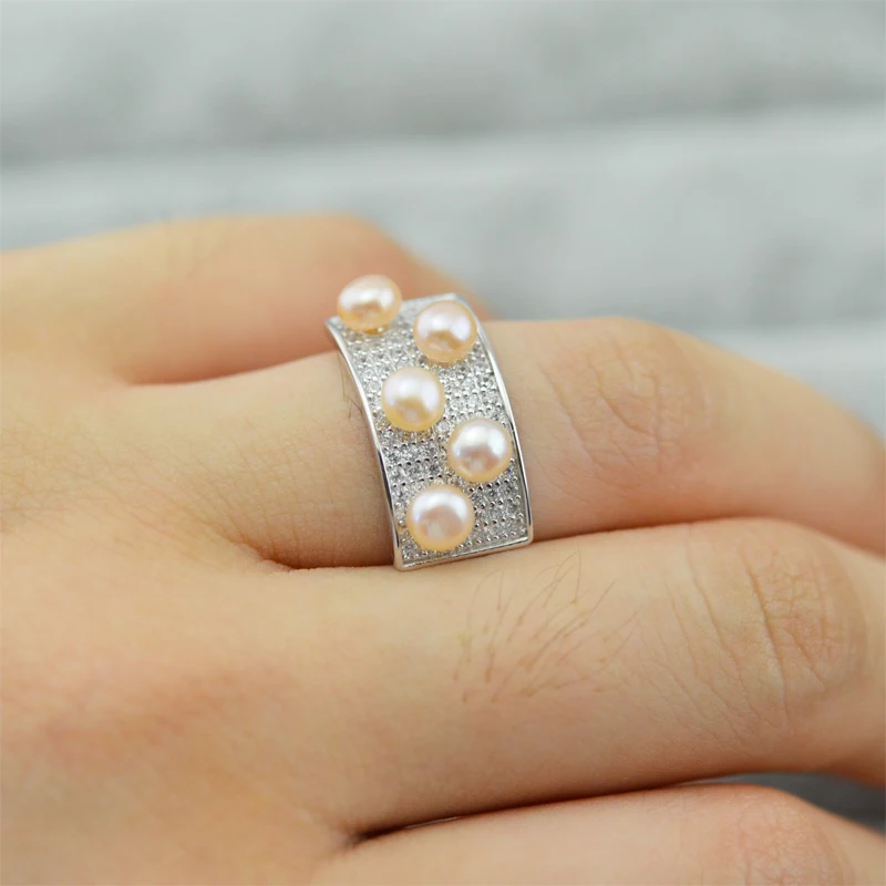 Multi Pearl Beads Pearl Rings Jewelry Findings S925 Sterling Silver