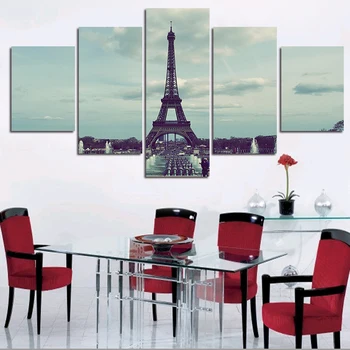 

Unframed 5 Piece The Eiffel Tower Modern T HD Picture Wall Ar Canvas Print Painting For Living Room Home Decor Drop Shipping