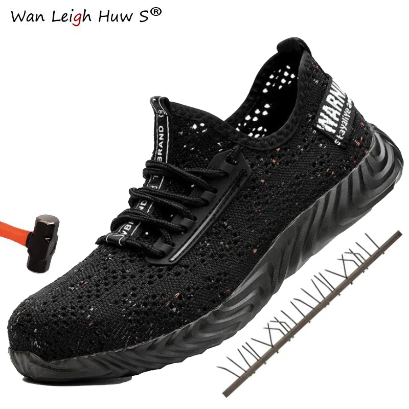 

Men Protective Work Shoes Breathable Safety Shoes Men's Lightweight Steel Toe Shoes Anti-smashing Piercing Single Mesh Sneakers