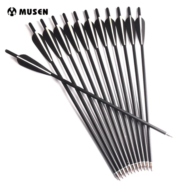 US $9.93 6/12/24Pcs Crossbow Carbon Arrow 17/20 Inches Length OD 8.8 mm with 2 Black 1 White Feather for Arc