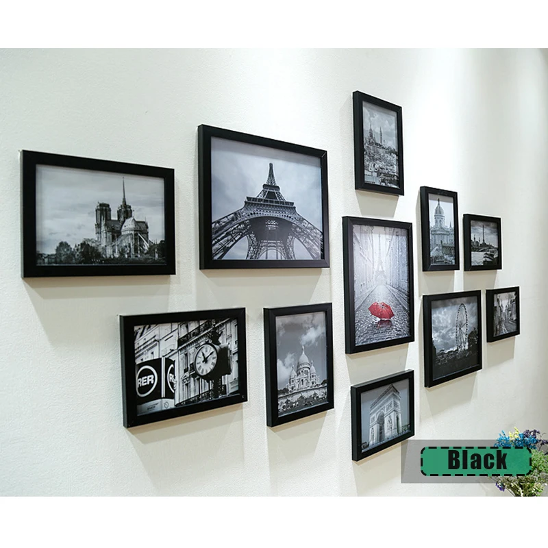 11 unids/set pantalla moderna de la foto de la familia que cuelga el marco de la foto Set arte decoración del hogar dormitorio sala de estar pasillo decoración de la pared