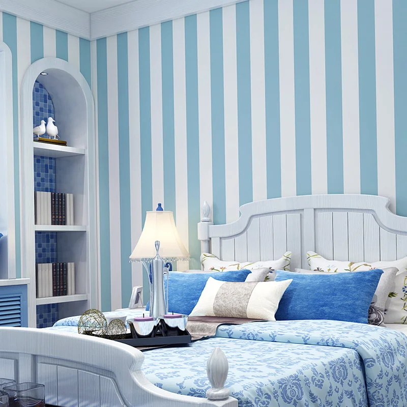 Pink Blue Stripes Wallpaper For Kids Room Baby Girls Boys Bedroom Decor Wallpapers Tv Backdrop Striped Wall Papers Roll Qz127