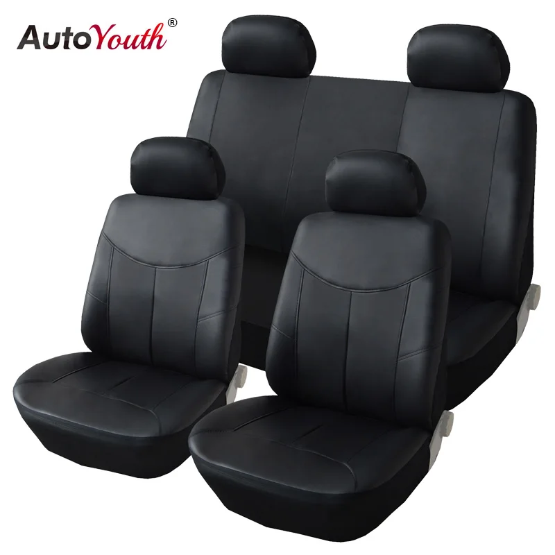 

AUTOYOUTH Black Classic PU Leather Car Seat Covers Auto Universal Easy To Clean Seat Cover For Most Car Seats Car Accessories