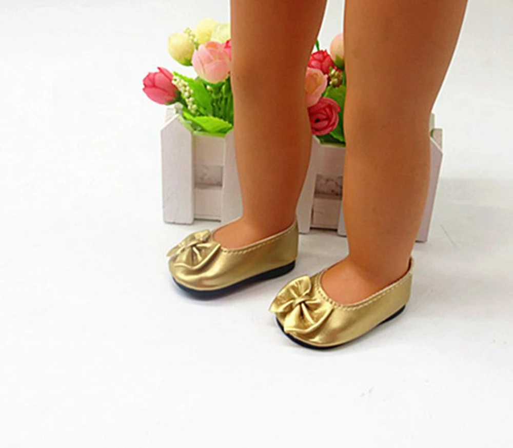 1Pair Fashion Golden Bowknot Doll Shoes For 1/3 American Girl Dolls
