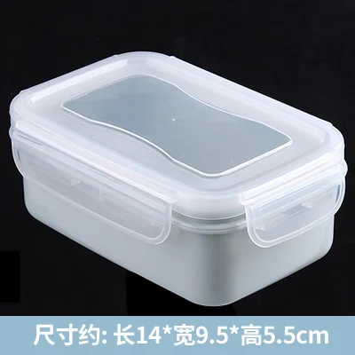 Small square blue Холодильник для пищи, коробка для хранения, пластиковая микроволновая коробка для ланча, кухонная коробка для хранения, прямоугольная круглая герметичная коробка для обеда - Цвет: Small square blue