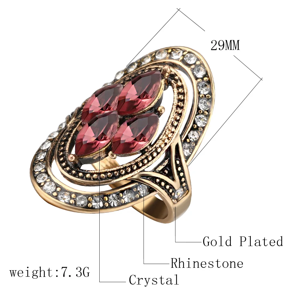 Kinel Fashion Purple Crystal Rings Bijoux Femme Antique Gold Mosaic Crystal Wedding Ring Vintage Jewelry New wedding rings finger rings fashion rings fashion ring crystal rings