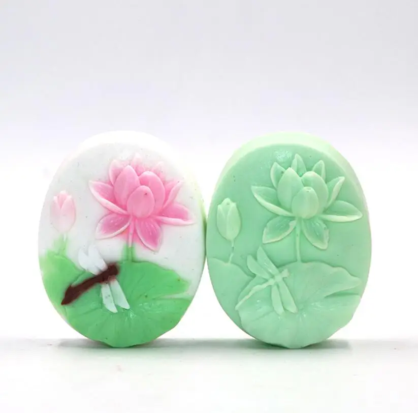 4 Hole Lotus Dragonfly Natural Soap Handmade Soap Mold Silicone Modeling Tool Pastry Arts Decorative Kitchen Accessories