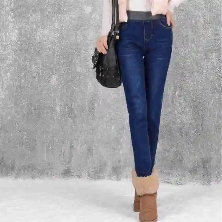1106 Plus size 26 40 Winter jeans Warm Fleece jeans women Skinny Thick