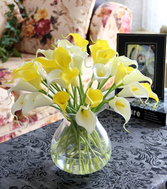 24pcs Lot Calla Lily Pu Simulation Bouquet Decorative Flowers 24pcs Lot Calla Lily Pu Simulation Bouquet Decorative Flowers Artificial Wedding Party Festival Mini Home