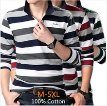 5XL Polo пике рубашки длинный рукав Polo мужчины 100% хлопок пике Les Hommes де Polo ткань в полоску Camisa 5XL