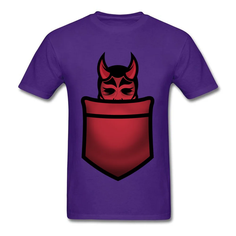 Fashionable Pocket Devil Street Short Sleeve Mother Day Tops Shirt 2018 Round Neck Cotton T-shirts Men T Shirts Pocket Devil purple