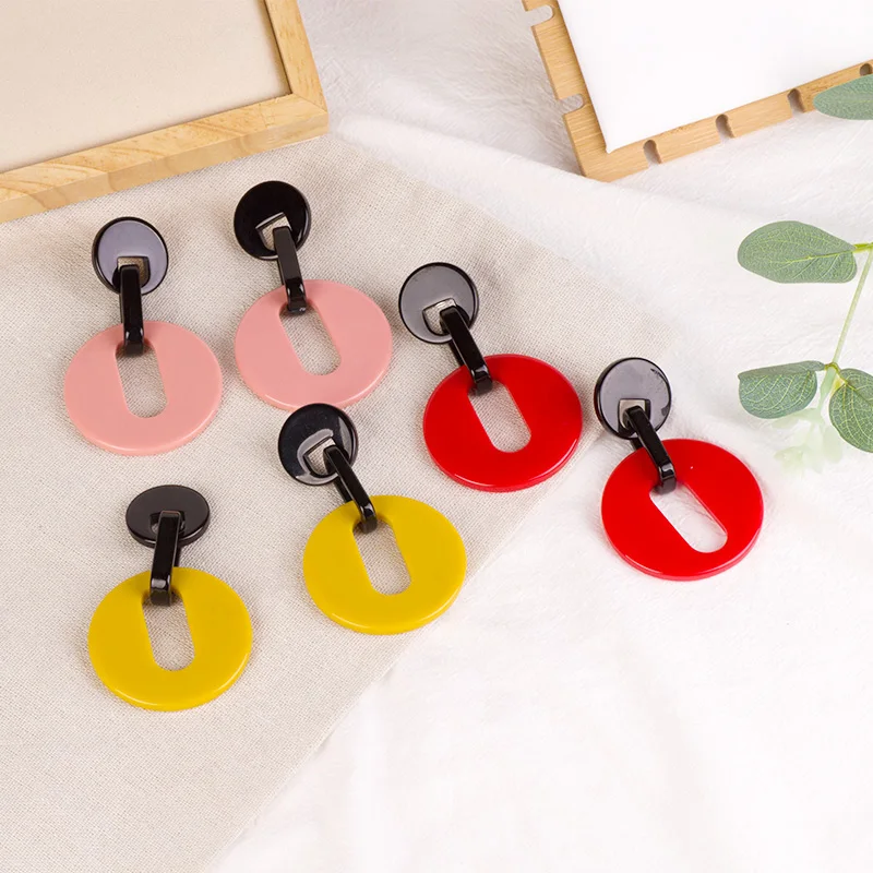 Vintage Acrylic Drop Earrings for Women Statement Big Long Round Geometric Dangling Resin Earring Fashion Jewelry Dangle Brincos (9)