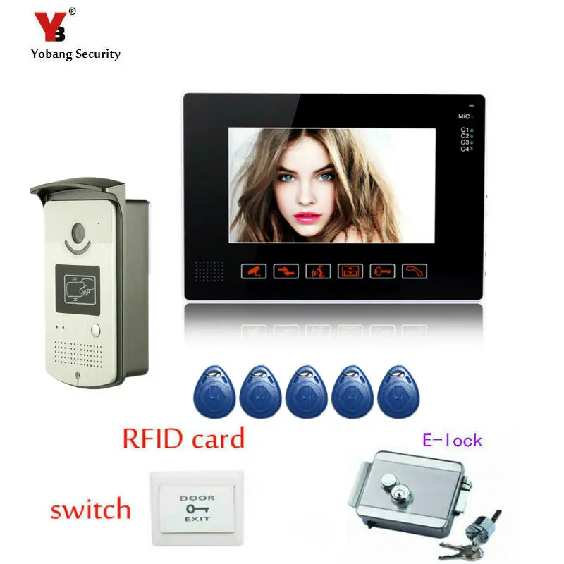 Yobang Security 9 inch Door Bell Wire Video Door Phone Intercom Doorbell Home Security System Kit