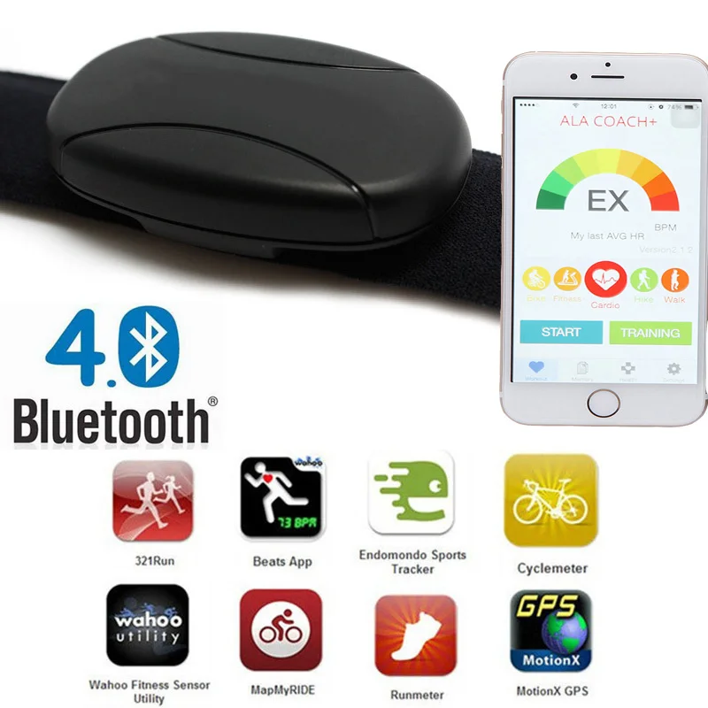 Монитор сердечного ритма bluetooth android wahoo фитнес strava runtastic 60beat синий спортивный