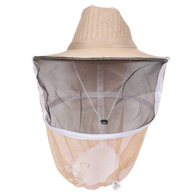 

Round Beekeeping Beekeeper Hat Handy Insect Net Veil Face Head Protector Mesh Cloth 39cm x 27cm/15.35" x 10.63