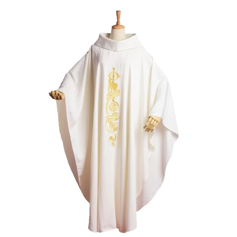 Chasuble Catholic White Church Lamb Embroidered Priest Vestments