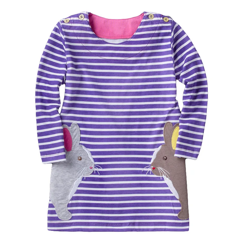 

2 3 4 6 8 years girls  cotton cartoon autumn dress kids  cute spring clothes