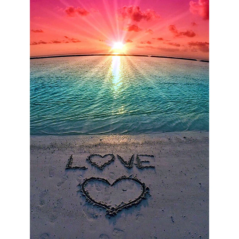 

Full 5D Diy Daimond Painting "Sunset Beach Love" 3D Diamond picture Round Rhinestone Diamant Painting cross stitch embroidery