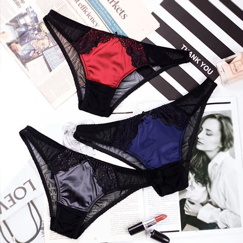 

Women's Sexy Transparent Panties Female Lingerie Breathable Briefs Sexy Underwear Women Cotton Crotch Intimates Lace Panties