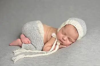 

Newborn Baby Photography Prop Photo Crochet Outfits Knit Baby Pants and Hat 0-6 Months Newborn Fotografia Accessories