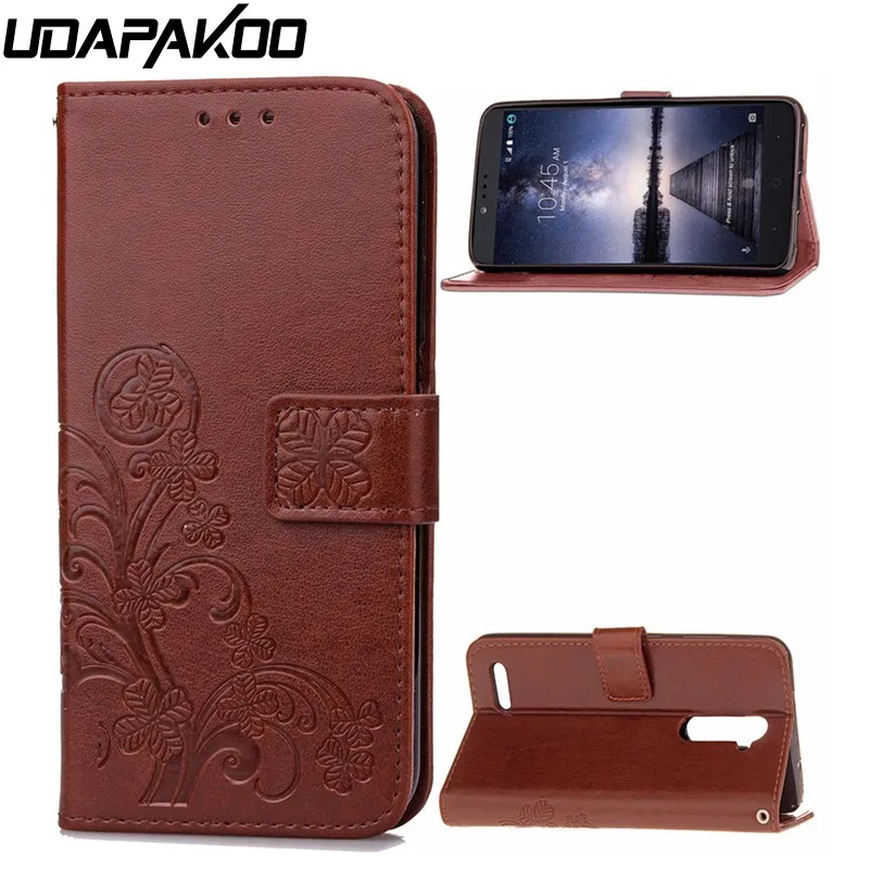 

Udapakoo Wallet Case For ZTE Blade V9 V8 V7 lite L110 A910 Axon 7 Nubia Z11 mini Luxury Flip Leather Silicone Clover Cover