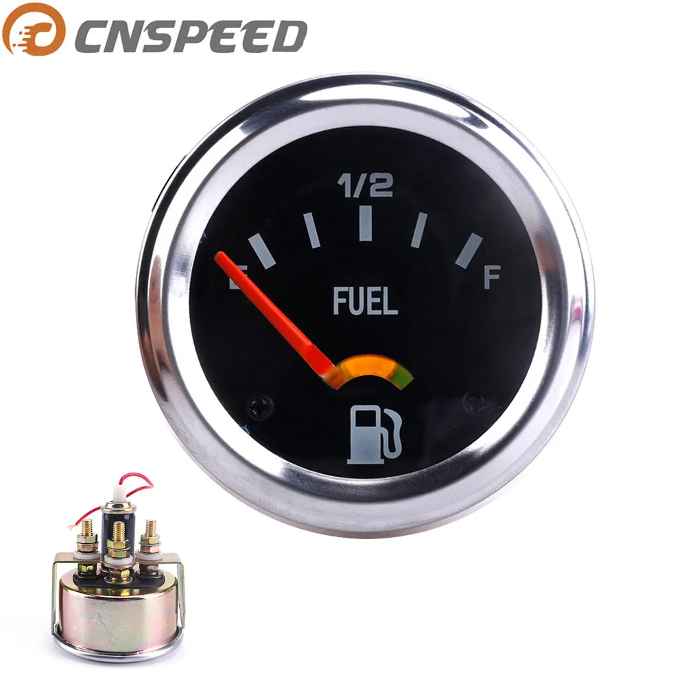CNSPEED 2" 52mm 12V Mechanical Car Fuel Level Gauge Black Face Car