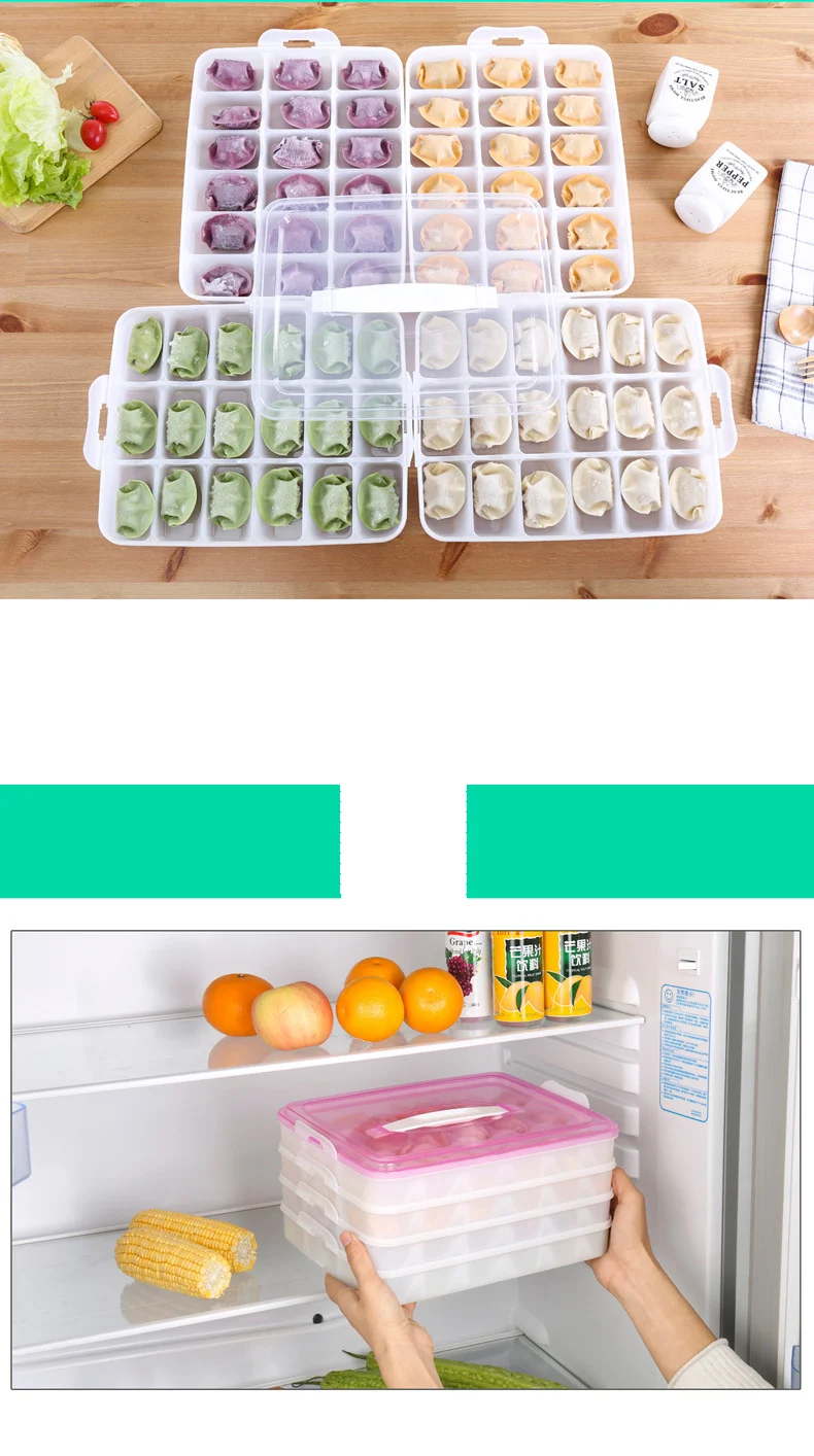 Большая емкость 48 Сетка пельменей Сохранение Коробка для хранения холодильник еда овощи свежесть Органайзер категории еды контейнер