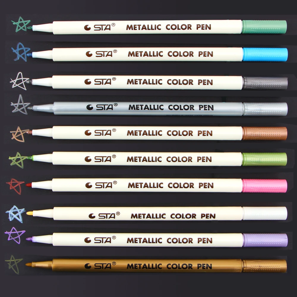 10Pcs\/lot Metal Marker Pen Color Marker Paint Multicolor para pens Drawing Student Office 
