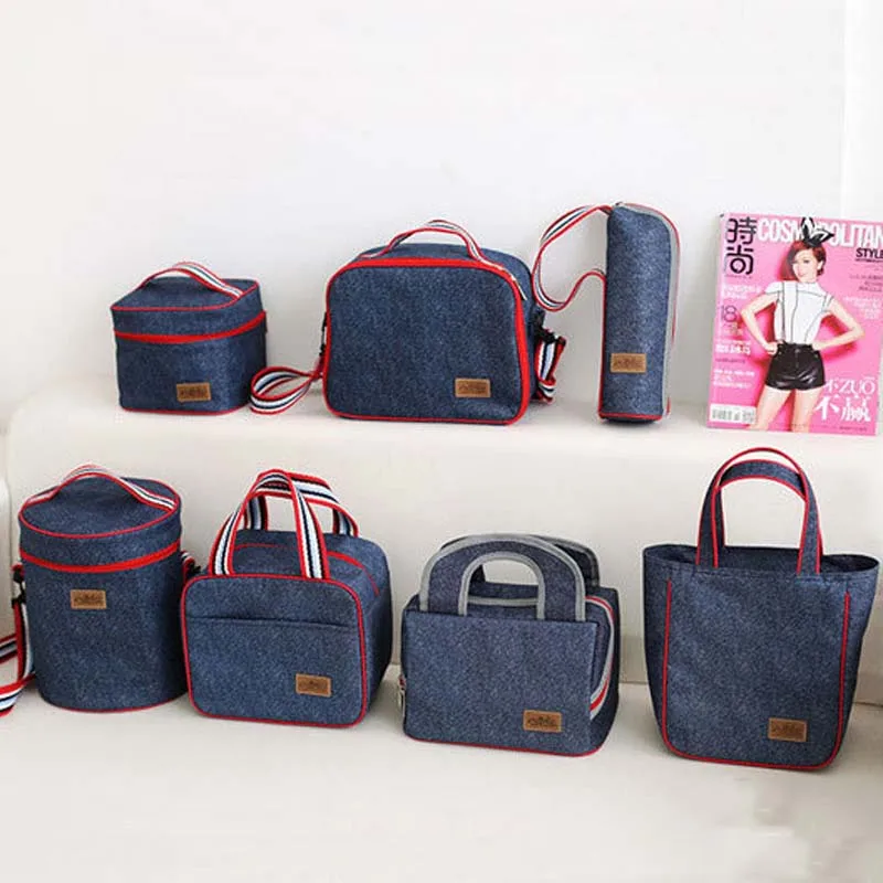 

Fashion Jean Lunch Bags Brand Food Fresh Keep Lunch Cooler Bag Waterproof Picnic Travel Storage Icepack Thermal Insulated