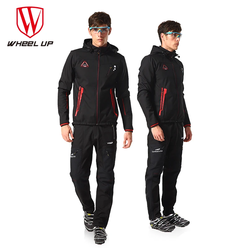 

WHEEL UP Winter Cycling Clothing Jersey Set Thermal Fleece Jacket Pants Suit Windproof Thickened MTB Bike Bicycle Clothes Sets
