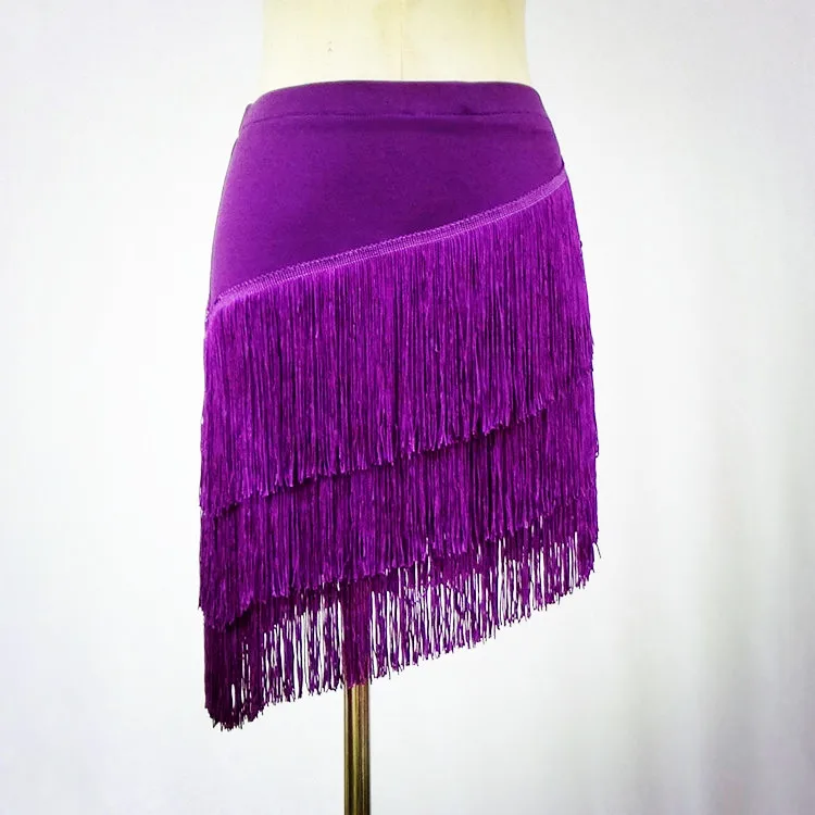 

Woman Tassels Latin Dance Clothing Fringed Dance Skirt Female Adult Latin Skirt