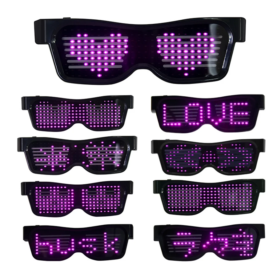 Customize Message Light-up Glasses for Masquerade Rechargeable Magic Glasses AINSKO LED Glasses with Bluetooth APP Control 