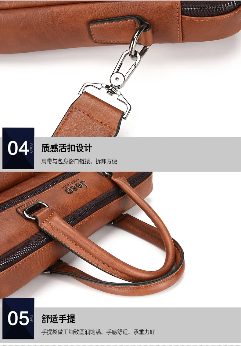 ZYJ Men Business Travel Leather Laptop Briefcase Male Bags Causal Sling Messenger Shoulder Portfolio Briefcase Bag Handbag Bolsa (39)