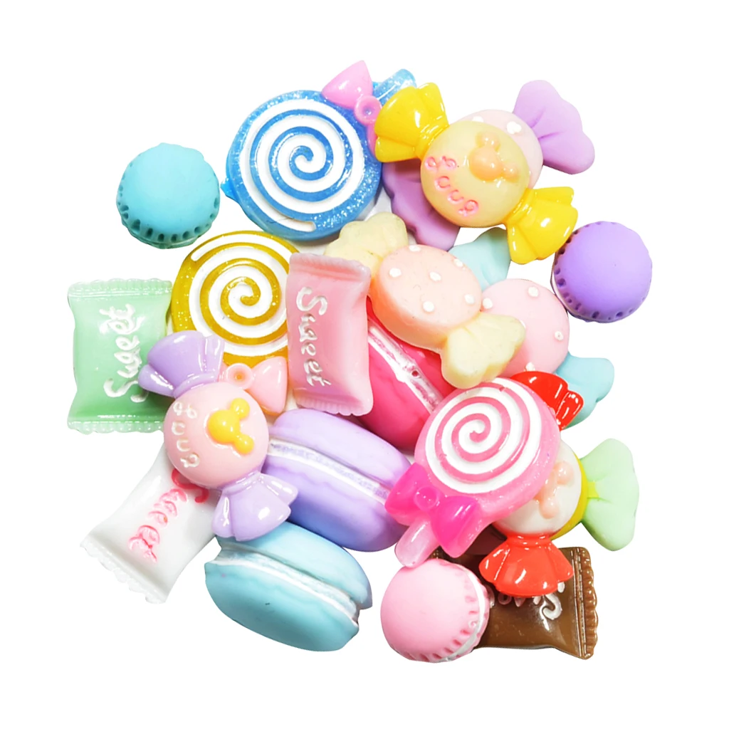 

20 Pcs Kids Favorite Resin Kawaii Flatback Cabochons Embellishment DIY Phone Case Decor Scrapbooking Craft Sewing