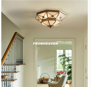 

Free Shipping Bronze Ceiling Lamp European Style D42cm LED Living Room Atmosphere Simple Restaurant Balcony Study Ceiling Light