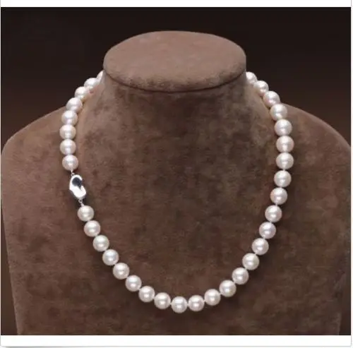 

Free Shipping >>>>>classic9-10mm south sea white round pearl necklace 18inch 925s