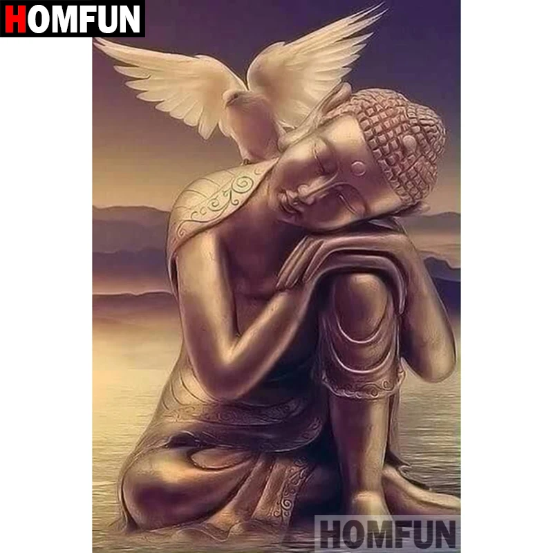 

HOMFUN 5D DIY Diamond Painting Full Square/Round Drill "Religious Buddha" 3D Embroidery Cross Stitch gift Home Decor A02622