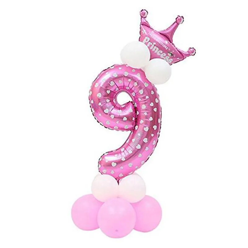 WEIGAO 14 шт воздушные шары в форме цифр номер фольги Воздушные шары воздушный шар на день рождения 1 день рождения декор воздушный шар рисунок DIY шар поставки - Цвет: Dot Pink 9