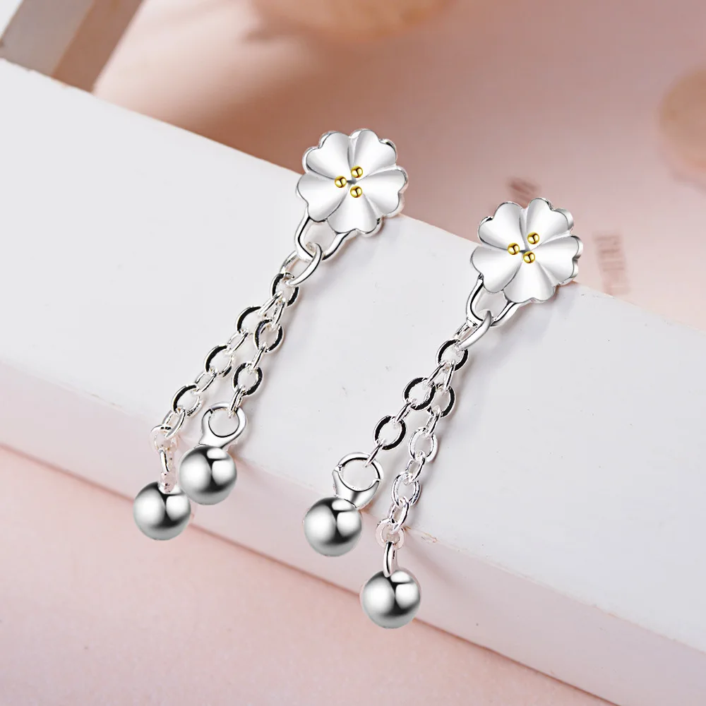 

Promotion 925 sterling silver fashion Cherry flower lady stud earrings jewelry wholesale women birthday gift girl drop shipping