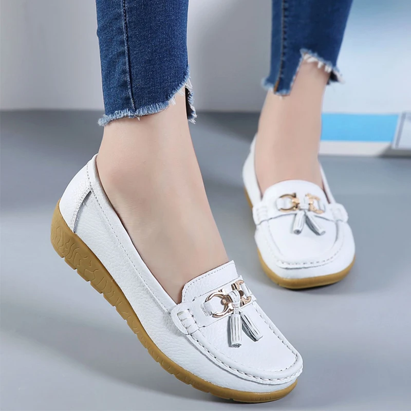 Women Ballet Shoes Flats Cut Out Leather Breathbale Moccains Women Boat Shoes Ballerina Ladies Shoes flat shoes women